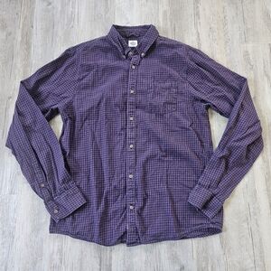 Marine Layer Men's Purple Checkered Causal Buttom Dowm Shirt Large Preppy